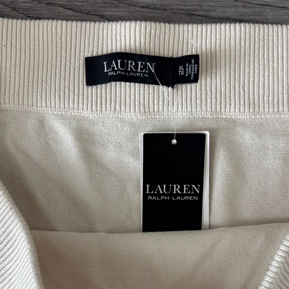 🌼RALPH LAUREN🌼 NWT Cream Knit Midi Skirt, Size XL - Picture 3 of 8